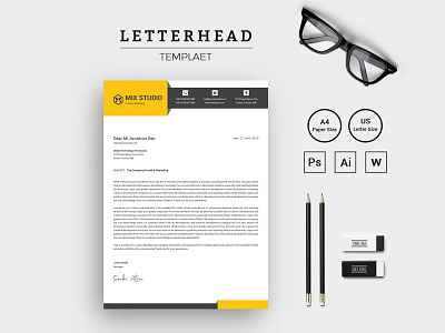 Creative & Modern Letterhead Corporate Identity Template clean colorful corporate creative editable elegant ipad letter letterhead modern pad print ready simple sleek stationery stylish