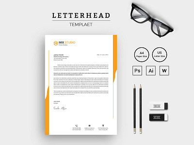 Modern Mix Studio Letterhead Corporate Identity Template