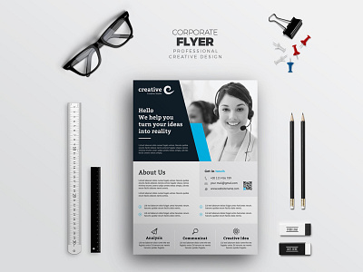 Creative & Modern Corporate Flyer a4 ad business clean corporate corporate flyer customisable customize design easy editable logo flyer free fonts indesign letter logo magazine ad modern photoshop poster