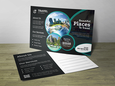 Travel Post Card Corporate Identity Template business clean corporate customisable customize design easy editable logo flyer free fonts gift card indesign invitation letter logo magazine ad modern photoshop postcard poster