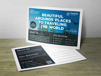 Post Card Travel Corporate Identity Template business clean corporate customisable customize design easy editable logo flyer free fonts gift card indesign invitation letter logo magazine ad modern photoshop postcard poster