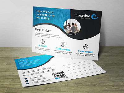 Creative Wave Post Card Corporate Identity Template business clean corporate customisable customize design easy editable logo flyer free fonts gift card indesign invitation letter logo magazine ad modern photoshop postcard poster