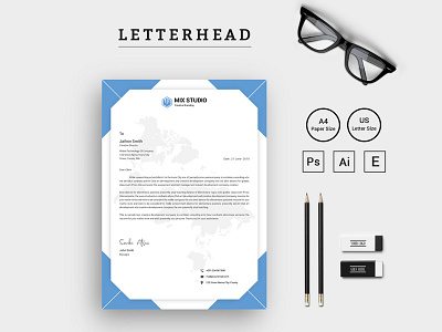 Mix Studio Letterhead vol. 2 Corporate Identity Template clean colorful corporate creative editable elegant ipad letter letterhead modern pad print ready simple sleek stationery stylish