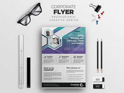 Modern Flyer Corporate Identity Template abstract art artistic blue building computer corporate graph graphic green hi quality id id kit internet logo modern multimedia official photo play