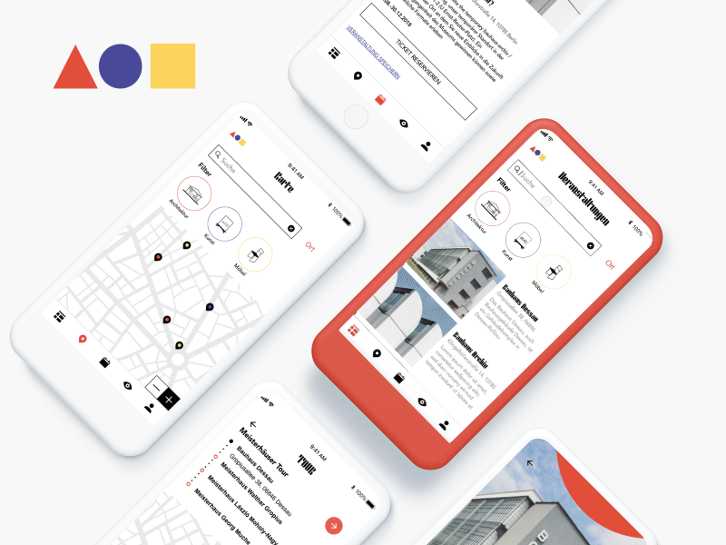 Bauhaus #hiddentreasures adobe adobe aftereffects adobehiddentreasures adobexd animation app app concept bauhaus design dessau illustration interaction interface location typography ui ux vector web