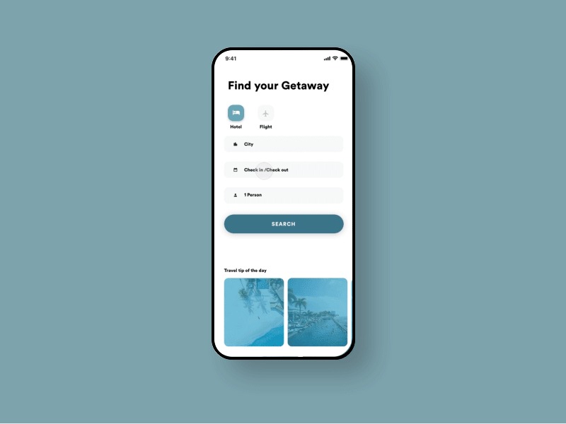 Travel App ✈️🌴☀️ principle interaction travel typography minimal app interface daily ui challenge dailyui animation ux ui