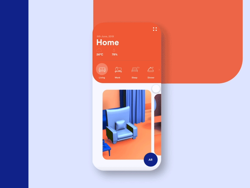 App Concept for fluent floor plans 🛋 3d adobe xd appdesign appdesigner colors dailyui interaction interface light minimal smart smarthome ui ux