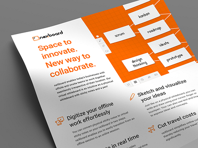 One-pager | Virtual Whiteboard branding corporate identity design digital collaboration flyer layout nexboard onepager print printdesign