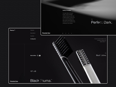 Piuma. black dark minimal product store typography ui ux web