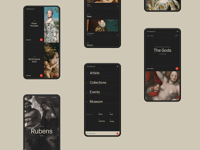 Prado Museum. art black grid layer art layouts minimal mobile app simple typography ui ux