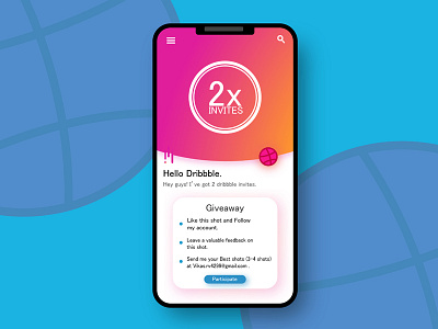 Dribbble Giveaway app draft drafted dribbble giveaway icon illustration invitation invite invites logo ui