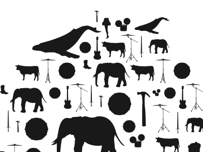 Sillyhouettes cow drum illustrations items silhouettes vector whale