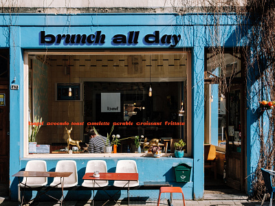 Brunch all day cafe branding logo logotype signage type typo typography