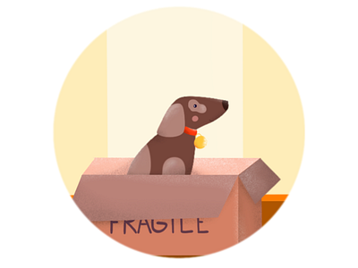 Fragile agency box dog doggy drawing etheric friend home illustration pet procreate
