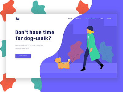 Dog Walk agency debut dog etheric illustration pet saas startup ui ux walk web