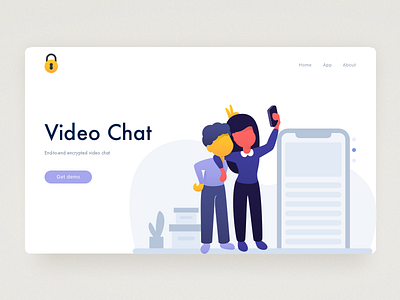 Video Chat Web Concept app blockchain chat concept encryption flat header illustration ios people video chat web design
