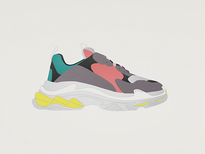 Triple S Shoes Colorful Illustration 90 agency balenciaga boots business creative design etheric fashion flat icon illustration logo minimal shoes sneakers ui ux vector