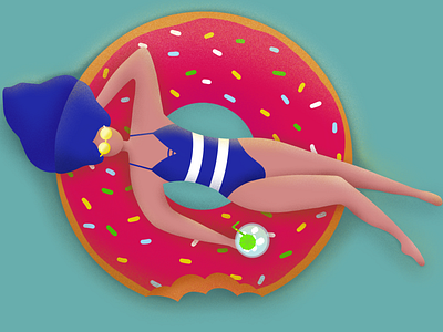 Girl Laying on a Doughnut