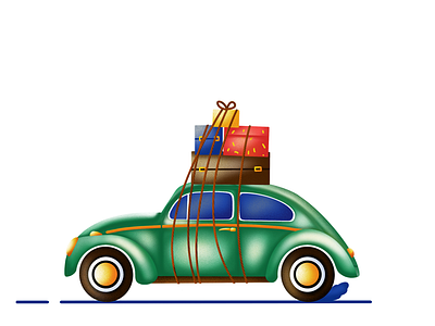 Moving agency baggage car drawing driving etheric flat illustration illustrations luggage moving path procreate road shadow shadows taxi vehicle volkswagen way