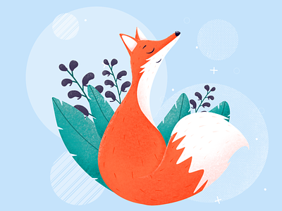 Red fox in a wolfsbane flowers animal animals background calm cute drawing ecologic ecology environment etheric fauna flower flowers fox illustration nature plant plants procreate sustainability