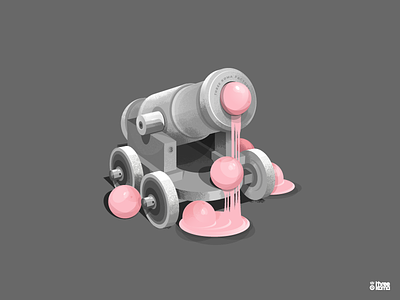 Gum Ball ball bubblegum bullet cannon canon chewinggum graphic design graphic designer graphiste grey gum gun illustration illustrator pink weapons