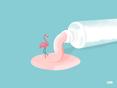 Flamingo bleu creme digital art flamant rose flamingo freelance graphic design graphic designer graphiste rose three koma
