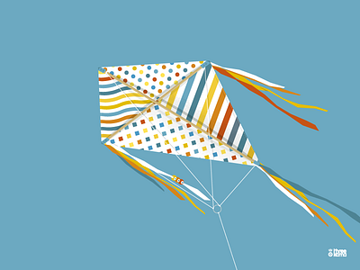 Kite cerf volant digital art freelance graphic design graphic designer graphiste illustration illustrator kite rouen threekoma vector