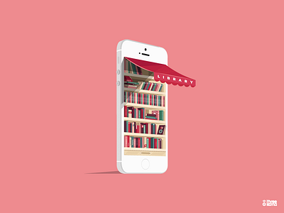 library book digital art freelance graphic designer illustration illustrator library phone rouen vector