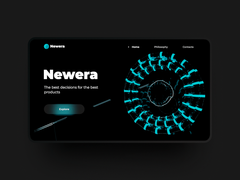 Newera 👾 after effects animation black cinema 4d dark design figma gif landing page motion neon ui ux webdesign