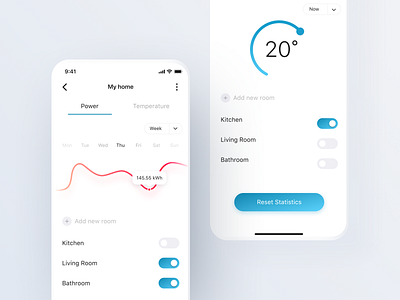 Smart home app app control dashboad ios mobile monitoring smart home temperature ui ux