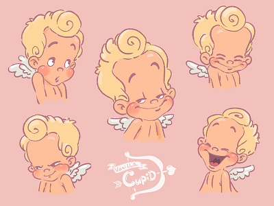 Cupid's expressions <3 animation character design cupid expressions illustration love model sheet sky