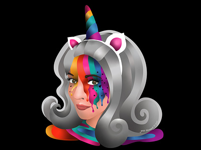 Unicorn Rainbow Self Portrait adobe illustrator adobe illustrator on the ipad digital illustration rainbow self portrait unicorns