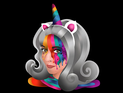 Unicorn Rainbow Self Portrait adobe illustrator adobe illustrator on the ipad digital illustration rainbow self portrait unicorns