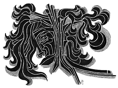 Just a little sharpie doodle abstract face illustration sharpie marker sketch tree woodcut