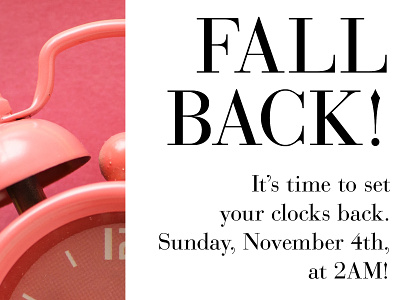 Fall Back Time Change email blast indesign