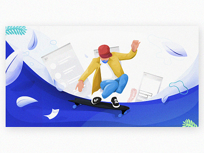 Digital Longboard digital illustration illustrator photoshop surf waves web