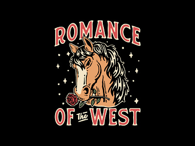 Romance of The West apparel badge cowboy design hand drawn illustration logo t shirt design vintage