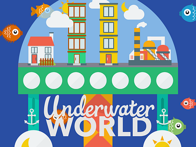 Underwater World Illustration childhood fish flat illustration imagination sea underwater world