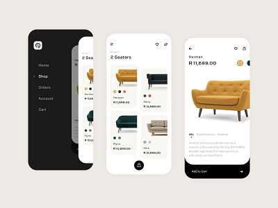 Sofacompany Retail App app ecommerce flat icon minimal modern product design retail sheet typography ui ux