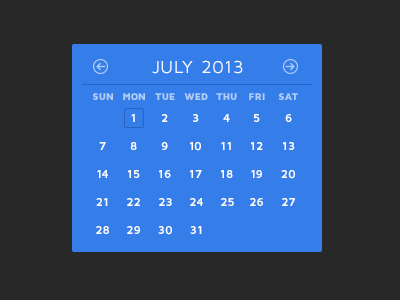 Calendar blue calendar date range flat modern ui