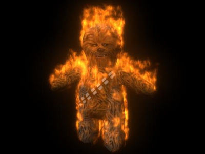 Chewie on fire