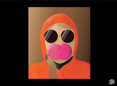 bubble butt gum character illustration design graphic graphicdesigner illustration orange speckled sunglasses texture vector woman