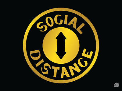 Social Distance adobe illustrator. arrow badge covid19 design gold lettering logo social distance typography vector