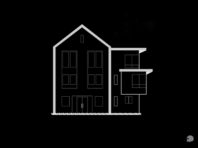 Geometric house black and white flat design geometric house illustration lines modernist design shapes