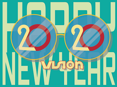 2020 New Year 2020 design fiverr glasses graphic graphicdesigner happy new year illustration lettering new year pop art typography vector vision