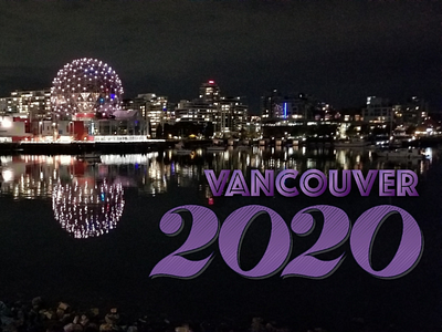 VAN 2020 2020 city lights lettering new year night photo photography reflection science world typography vancouver water photo