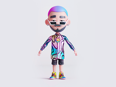 JBalvin - 3D Character 3d avatar character fashion gradient holographic human shirt