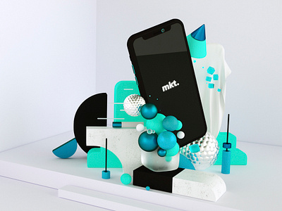 MKT Artwork 3d abstract building fabric free freebie iphone iphonex iphonexr model octane phone sphere texture
