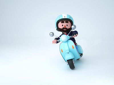 Vespa ride 3d avatar character design human octane octanerender