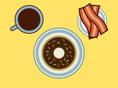 Breakfast of Champions bacon breakfast coffee donut illustration plate